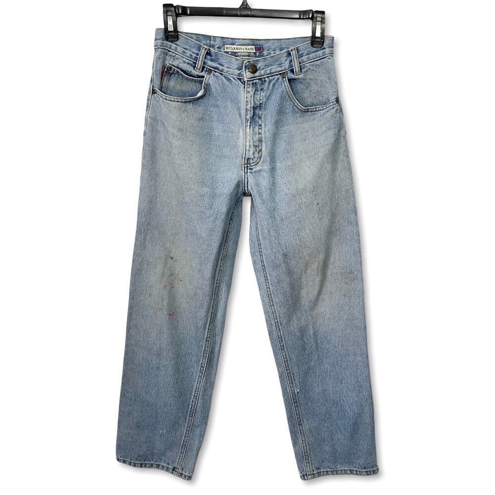 Bugle Boy VINTAGE High Rise Jeans Womens Sz 16 R Light Wash Faded 100% Cotton